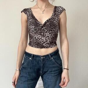 Women's Brown and Multi Crop-top
